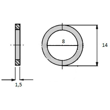 RONDELLA RAME 8X14X1,5