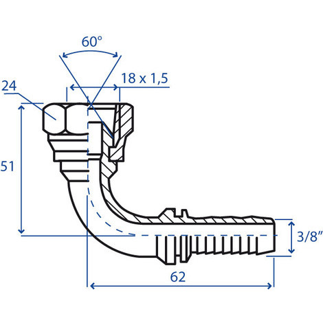RACCORDO F.90�PRES.T.3/8