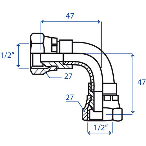 ADATTATORE F/F CURVO 90 1/2
