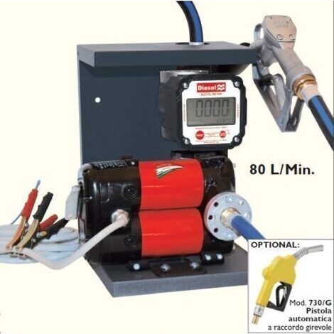 ELETTROPOMPA DIESEL 24V 80LT/MIN COMPLETA + CONTALITRI ELETTRONICO
