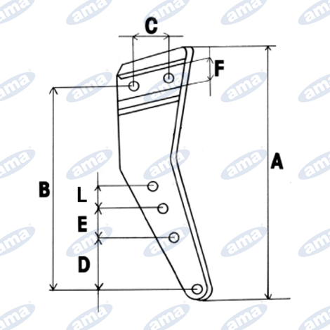 Gambo per corpo aratro adattabile alla produzione Sogema M 18-20 scalpello esterno dx