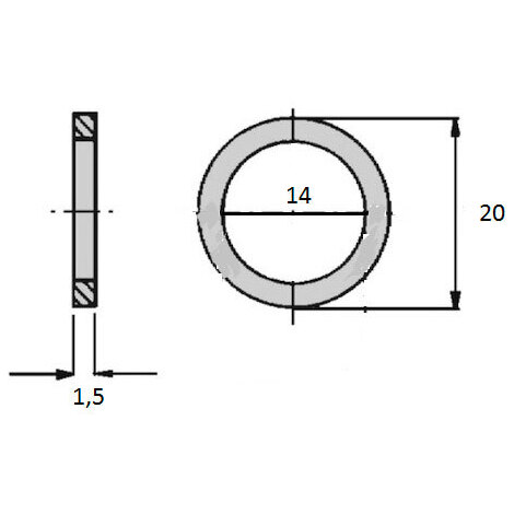 RONDELLA RAME 14X20X1,5