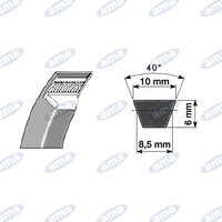 Cinghia trapezoidale in gomma telata tipo Z24, sviluppo interno mm.610