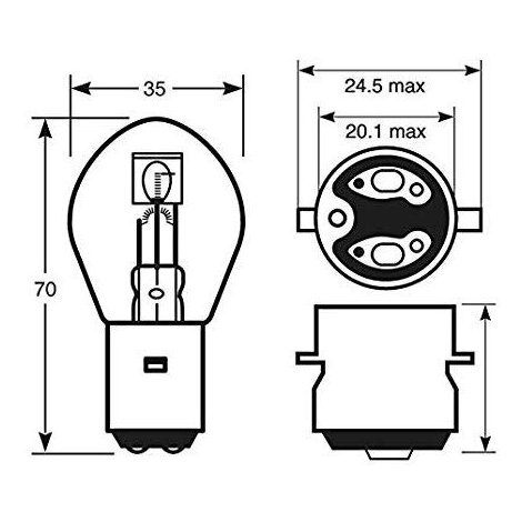 LAMPADA 24V 45/50 WATT BA20D PZ.10