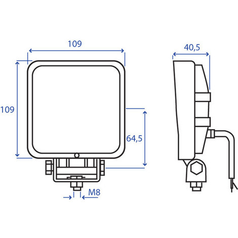 FARI DA LAVORO QUADRO 5 LED 15W 110X110