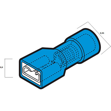 FASTON FEMM.TOT.PREISOL. BLU 6,3X0,8