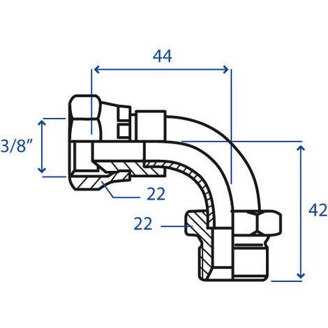 ADATTATORE M/F CURVO 90 3/8