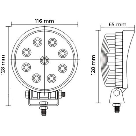 FARI DA LAVORO TONDI 9 LED 24W D.115