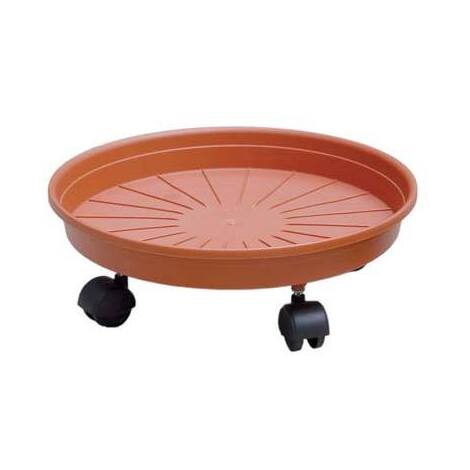 Sottovaso  tondo  +  ruote  margherita  ics - Pp  terracotta  x  vaso  cm  35