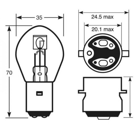 LAMPADA 12V 40/45 WATT BA20D PZ.10