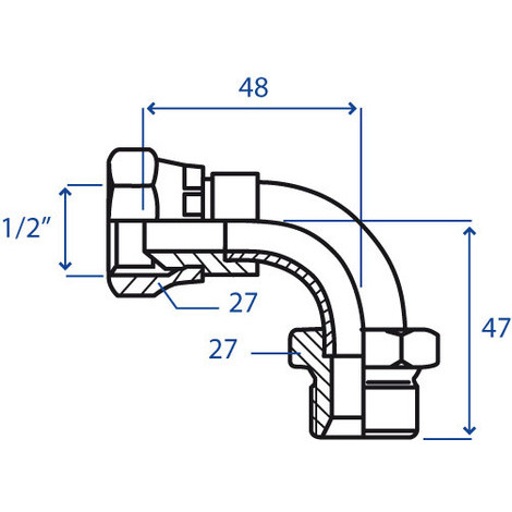 ADATTATORE M/F CURVO 90 1/2
