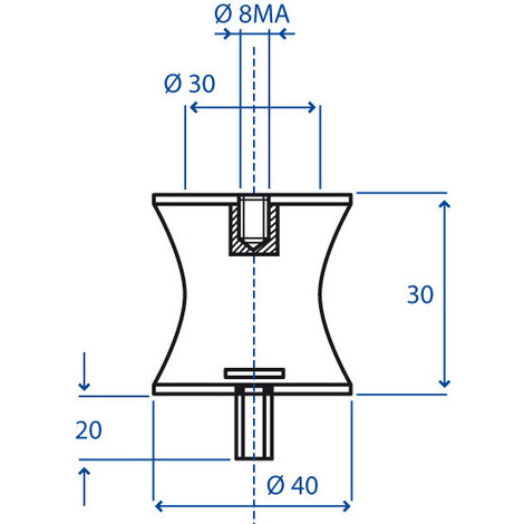 ANTIVIBRANTE SGOLATO M-F 40X30 8MA