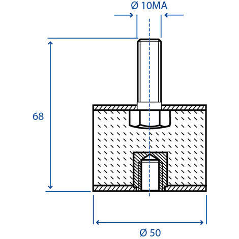 ANTIVIBRANTE SGOLATO M-F 50X68 10MA