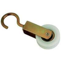 Carrucola  nylon  +  cuscinetto - Gancio  zincato  d.mm  50