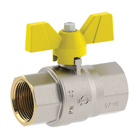 Valvola  sfera  gas  +  farfalla  ff  futurgas  fiv - Ottone  nichelato  3/4f