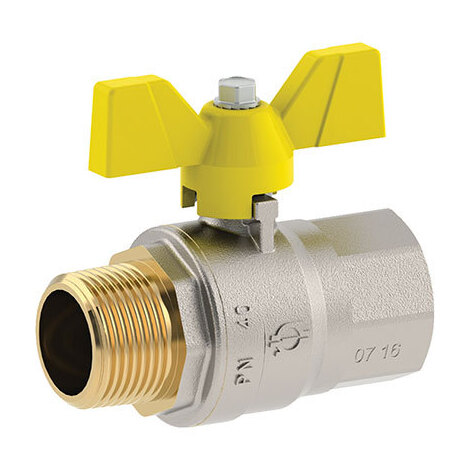 Valvola  sfera  gas  +  farfalla  mf  futurgas  fiv - Ottone  nichelato  3/4mf