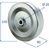 RUOTA IN LAMIERA C/BOCCOLA 230X80 D.20
