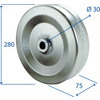 RUOTA IN LAMIERA C/BOCCOLA 280X75 D.30