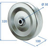 RUOTA IN LAMIERA C/BOCCOLA 320X100 D.30