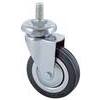 Ruota  a  forcella  girevole  perno  filettato  155b  avo - A/cromato/gomma  nera  d.mm  80x20  f.ma  10x30
