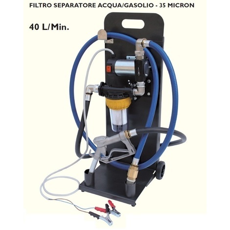 ELETTROPOMPA DIESEL 24 V COMPLETA DI CARRELLO 40LIT/MIN 