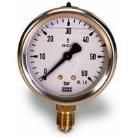 Manometro alla glicerina con cassa in acciaio INOX diametro 63mm, 0-60, scala 1 bar