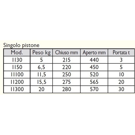 MARTINETTO SOLLEVAMENTO IDRAULICO SINGOLO PISTONE 3T