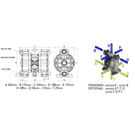 POMPA PNEUMATICA A MEMBRANA PER ADBLUE LT.110 NUDA