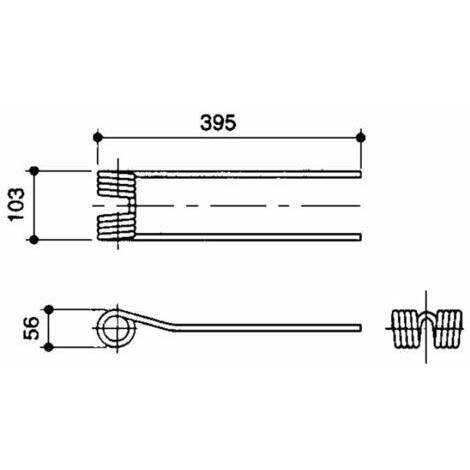 Dente girello adattabile a BCS e BORSARI  filo 9mm, lunghezza 395mm