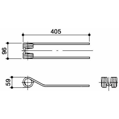 Dente per girello adattabile Slam, lunghezza 405mm, larghezza 96mm