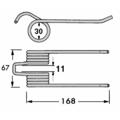 Mola per rotopressa adattabile Gallignani rif. 8876521.  filo 5mm, lunghezza 168mm