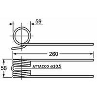 Dente ranghinatore adattabile a Gaspardo rif. R01561 attacco Ø 10