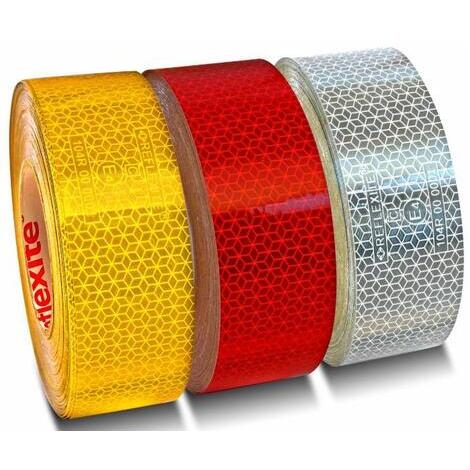 Nastro giallo riflettente per superfici rigide, larghezza 50 mm, conforme al reg. ECE ONU 104 ed ECE 48.