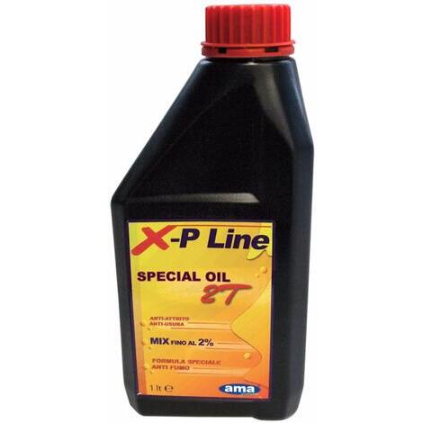 Olio sintetico per motori 2 tempi XP-LINE 2% Conforme alle specifiche API TC, JASO FC, TISI. Colora la miscela di rosso. Garantisce pulizia e lunga durata al motore. 1 lt
