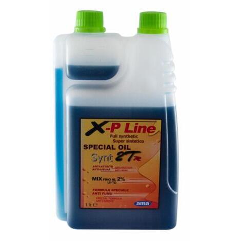 Olio super sintetico per motori 2 tempi XP-LINE 2% Conforme alle specifiche JASO FD Colora la miscela di blu. Non lascia incrostazioni. Con dosatore 1 lt