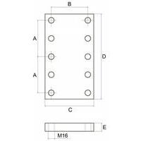 Piastra a saldare 130x220, numero 10 fori, M16