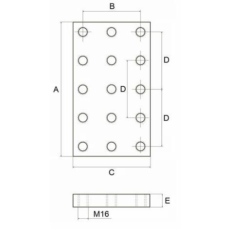 Piastra a saldare 270x160, numero 15 fori, M16