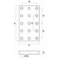Piastra a saldare 270x160, numero 15 fori, M16