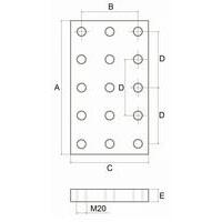 Piastra a saldare 345x160, numero 15 fori, M20
