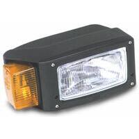 Proiettore dx 265x120mm con indicatore di direzione, lampadine 12V incluse, Lente in vetro