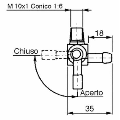 Rubinetto per serbatoi benzina e petrolio 6 adattabile INTERMOTOR - LOMBARDINI