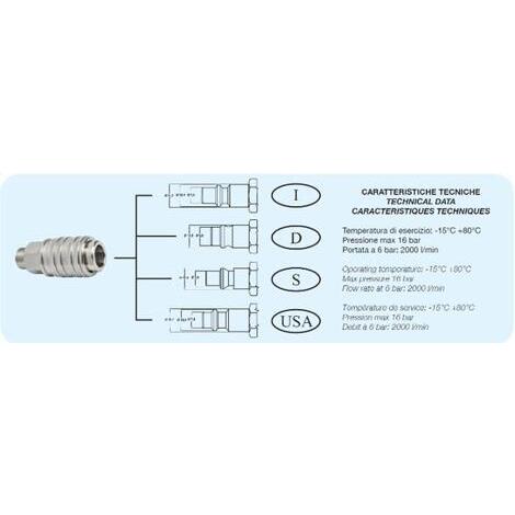 Rubinetto universale tubo 8x10 portamolla per innesto I - D - S- USA