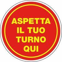 Segnaletica antiscivolo D30cm adesiva aspetta il turno
