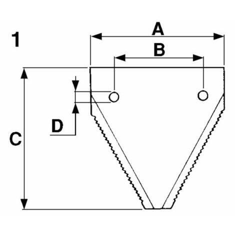 Sezione rigata stretta con fori svasati sotto 50,8x80x2,5 mm per falciatrice adattabile a BCS (58048945), Bertolini (1457300/2).
