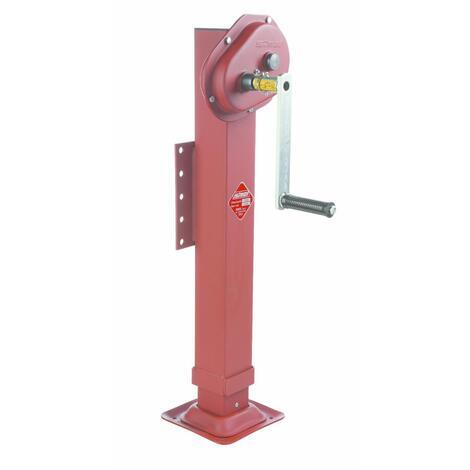 Sollevatore per rimorchi tandem con scatola ingranaggi, a due marce, tubo esterno 110x110mm, allungamento 450mm, portata statica max 10 ton e flangia di fissaggio