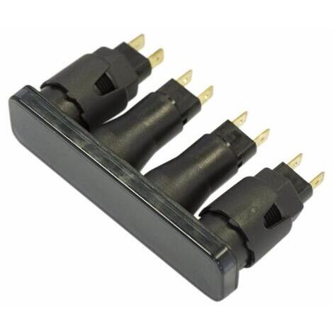 Pannello di controllo 4 spie 24V orizzontale. Spia arancio riserva carburante, spia rossa batteria, spia arancio preriscaldo, spia rossa olio, dima 94,5x21,5 mm