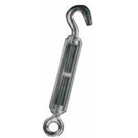 Tenditore a occhio e gancio in acciaio con Ø filetto 1/4, lunghezza minima 143mm e lunghezza massima 205mm