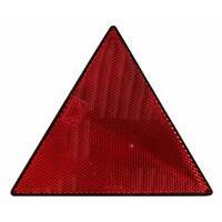 Catarifrangente triangolare rosso adesivo in metacrilato e fissato alla base con ultrasuoni, retro-riflettente classe III A, dimensioni 120x135 mm