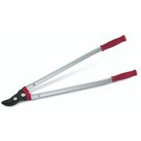 Troncarami lungo 80 cm con lama by-pass in acciaio, manici in alluminio anodizzato, impugnatura ergonomica antiscivolo e ammortizzatore in plastica gommosa.