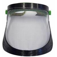 Visiera protettiva regolabile in rete per lavori di giardinaggio e cura del verde. Protegge l'operatore da sassi, rami, e residui di lavorazione. CE-EN1731 EU2016/425.